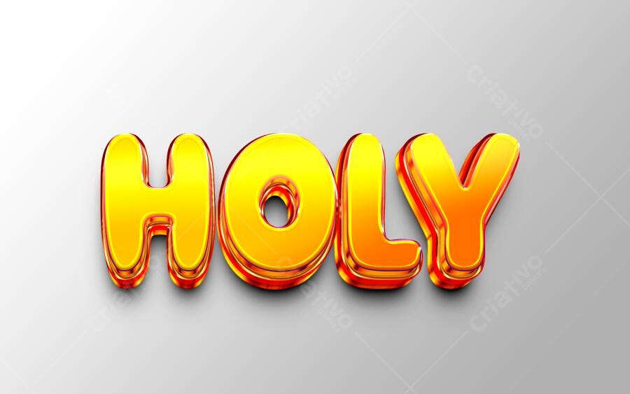 Efeito de Texto 3D Metalizado Dourado Holy PNG Transparente