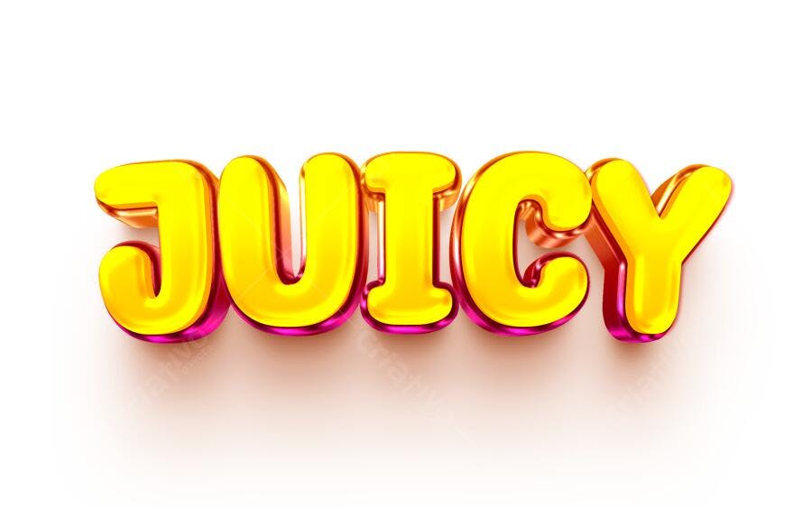 Texto 3D Balão Juicy Dourado e Rosa PNG Transparente