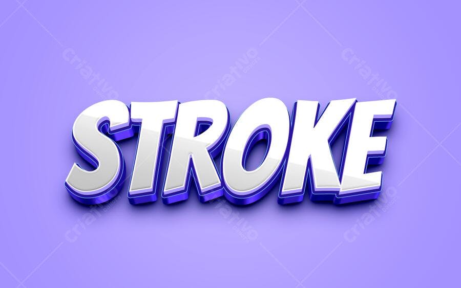 Efeito de Texto 3D Stroke Roxo e Branco Editável PSD