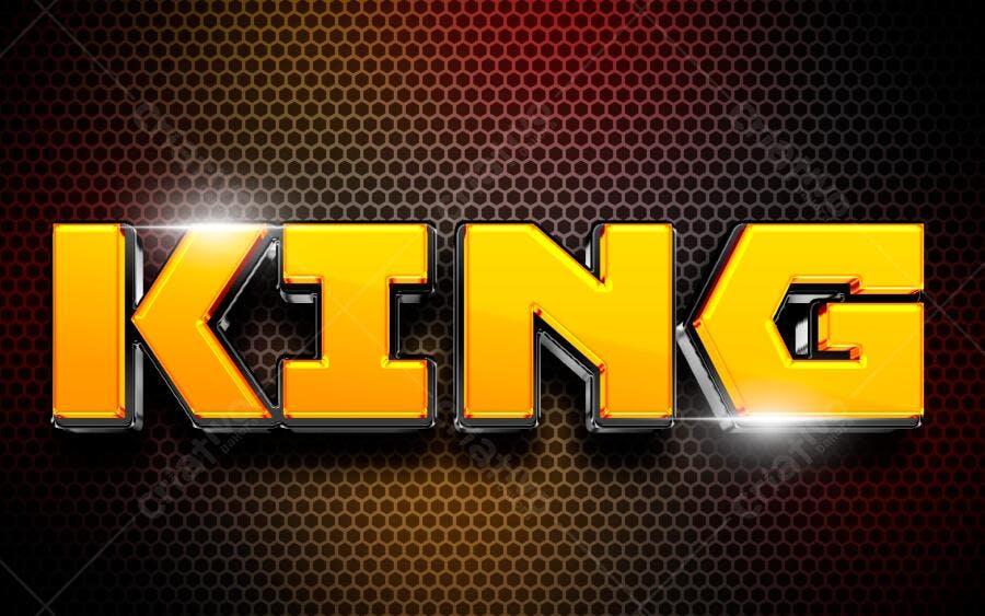 Efeito de Texto 3D Metalizado Dourado KING PNG