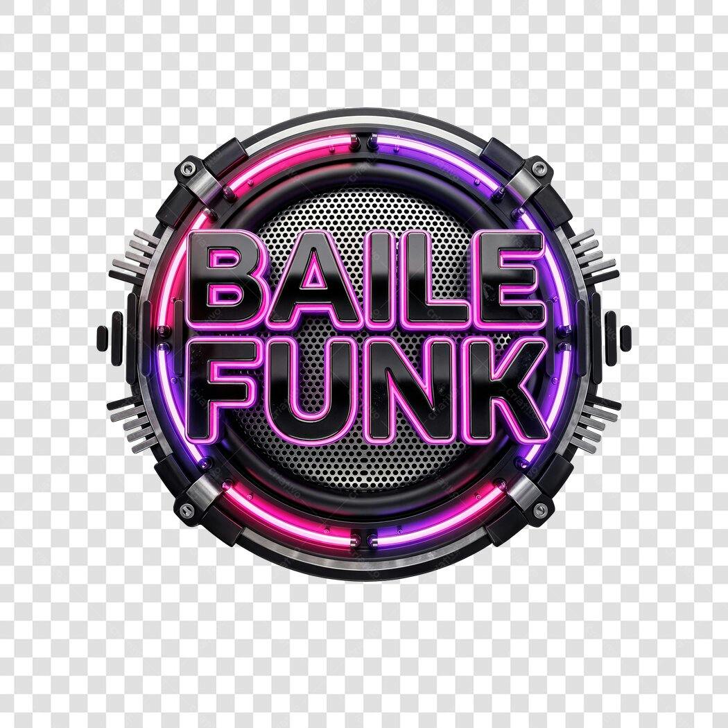 Elemento 3D Baile Funk Neon Roxo Rosa PNG Fundo Transparente