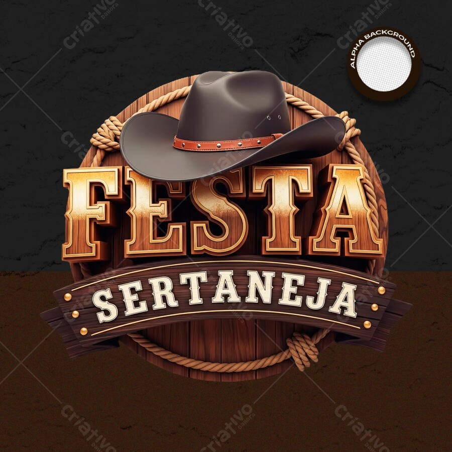 Logo Festa Sertaneja Chapéu Country PSD Editável