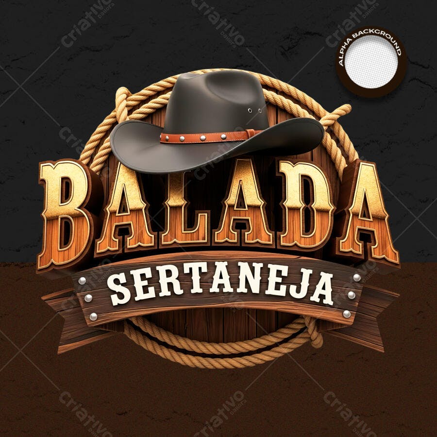 Logo Balada Sertaneja Chapéu Corda PSD Editável