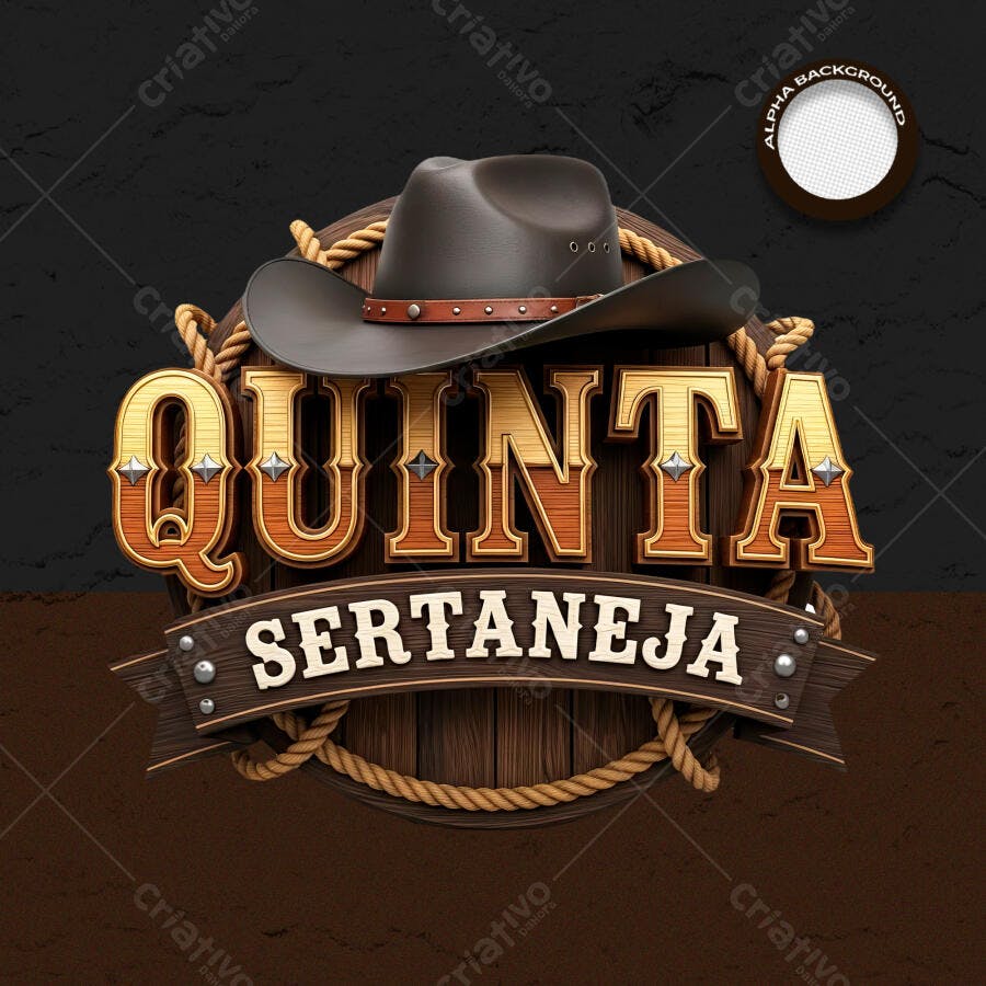 Logo Quinta Sertaneja Chapéu Cowboy PSD Editável