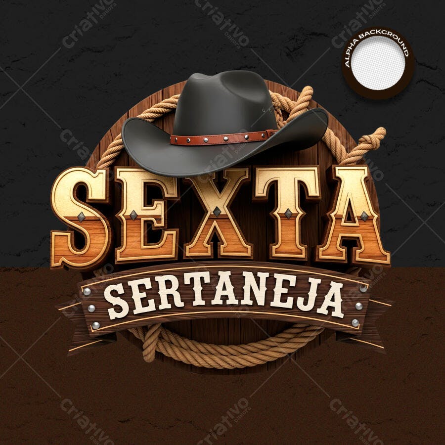 Logo Sexta Sertaneja Chapéu Cowboy PSD Editável
