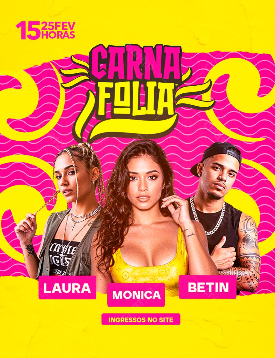 Flyer Carnafolia Carnaval Fevereiro PSD Editável