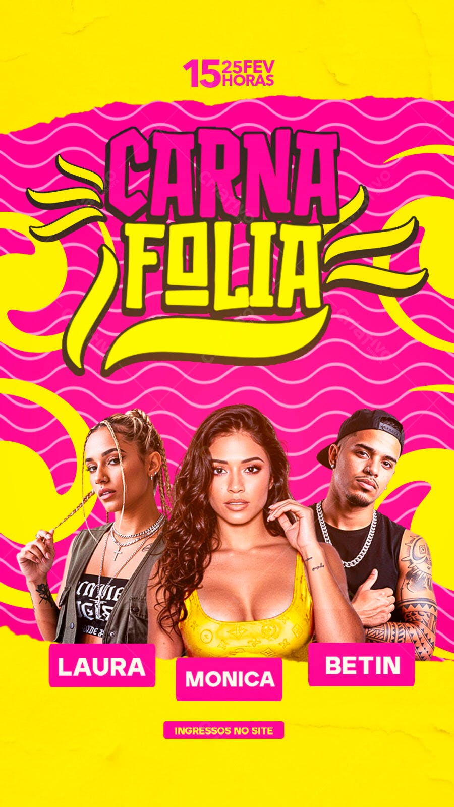 Flyer Carnaval Carna Folia Fevereiro PSD Editável