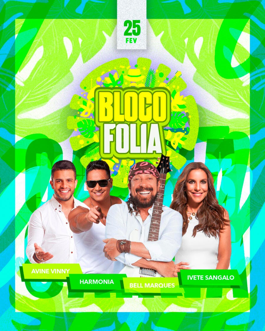 Flyer Bloco Folia Carnaval Fevereiro PSD Editável