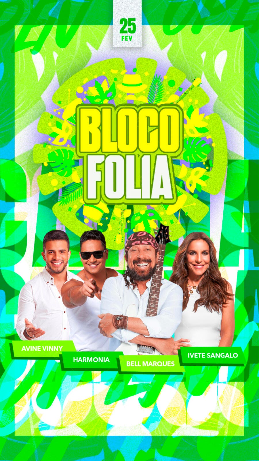 Flyer Carnaval Bloco Folia Fevereiro PSD Editável