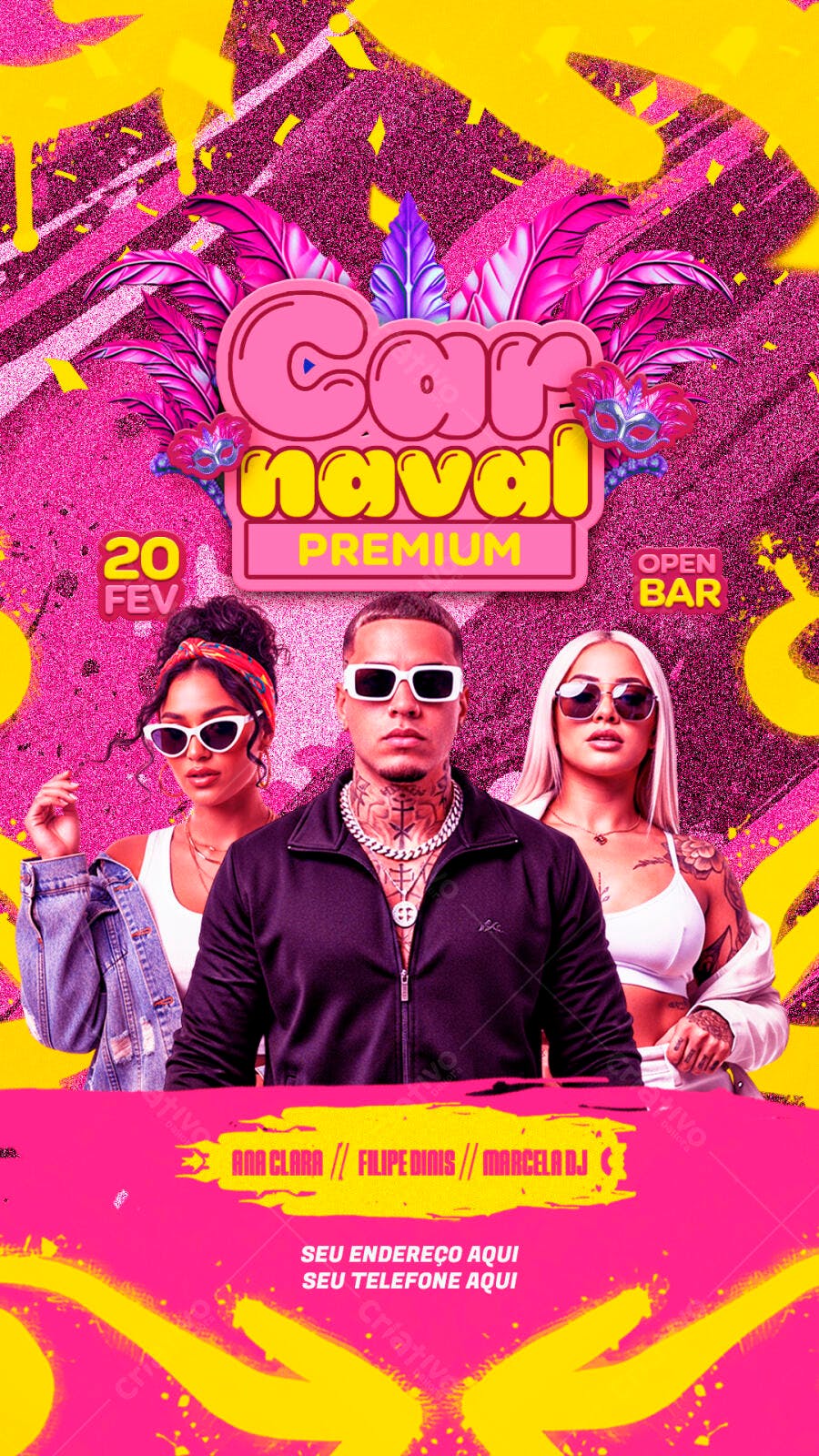 Flyer Carnaval Premium Fevereiro PSD Editável