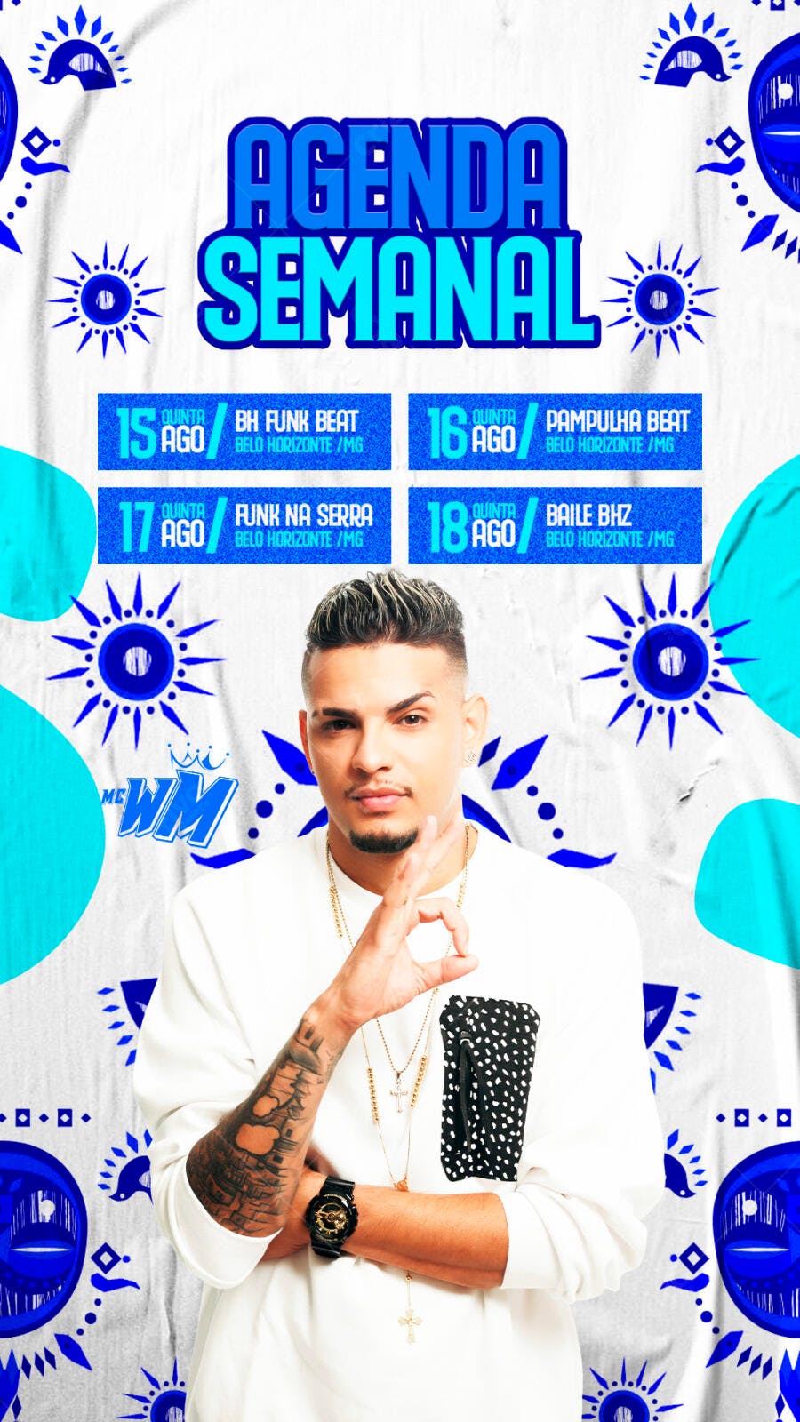 Post Instagram Agenda Semanal Eventos Funk PSD Editável