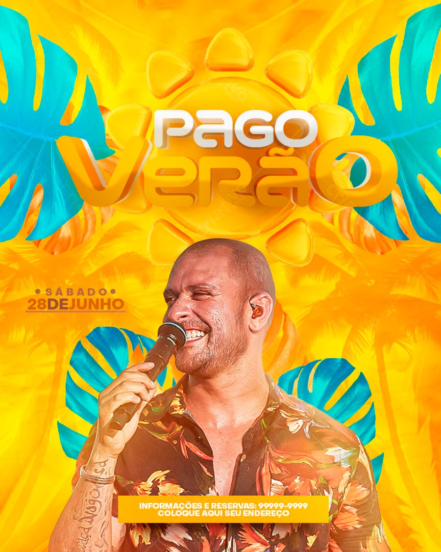 Flyer Pagode Verão Evento Musical Junho PSD Editável