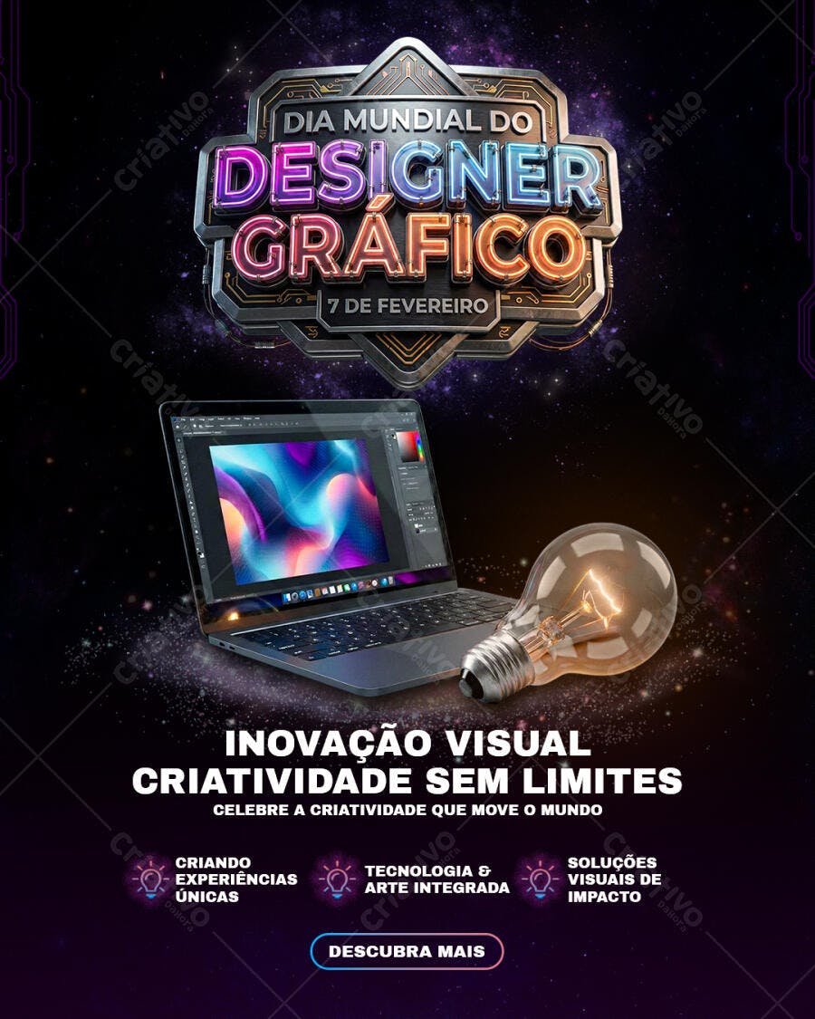 Post Dia Mundial Designer Gráfico 7 de Fevereiro PSD Editável