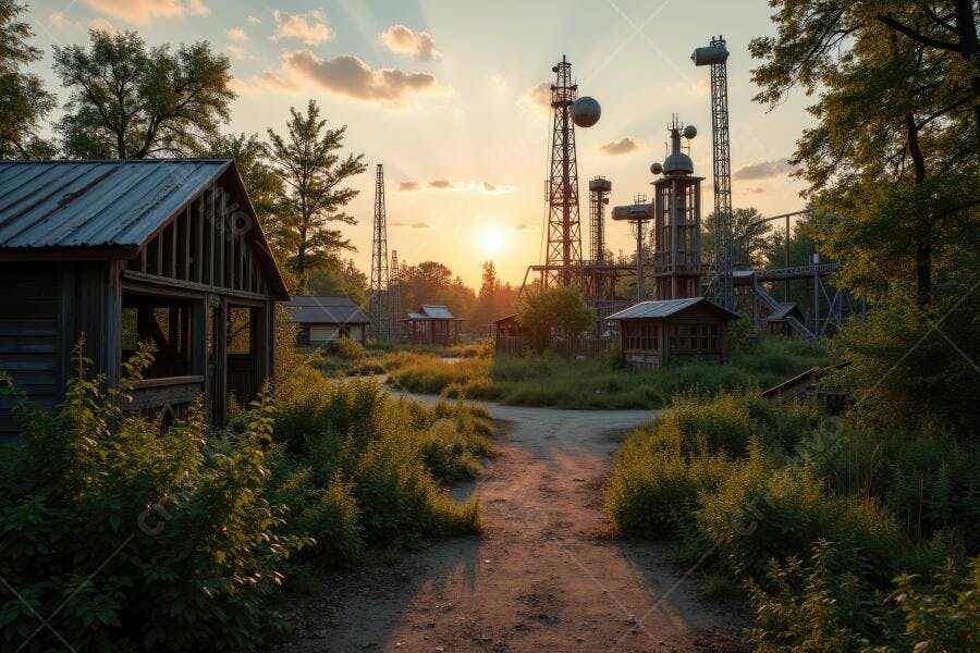 Foto Pôr do Sol Torres de Tesla Laboratório Antigo Paisagem