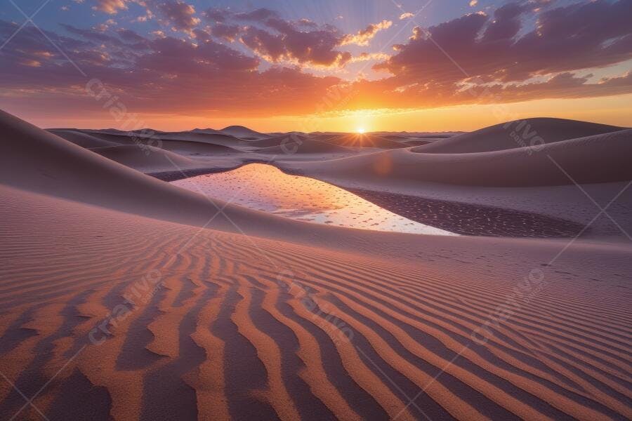 Foto Deserto Dunas Pôr do Sol Céu Laranja Dourado