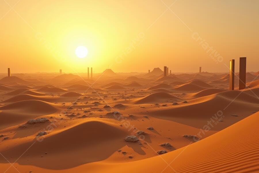 Foto Deserto Dunas Pôr do Sol Céu Laranja Dourado