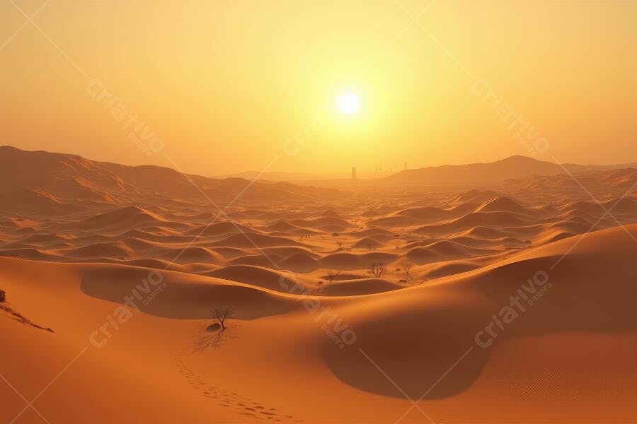 Foto Deserto Dunas Pôr do Sol Dourado Paisagem Natural