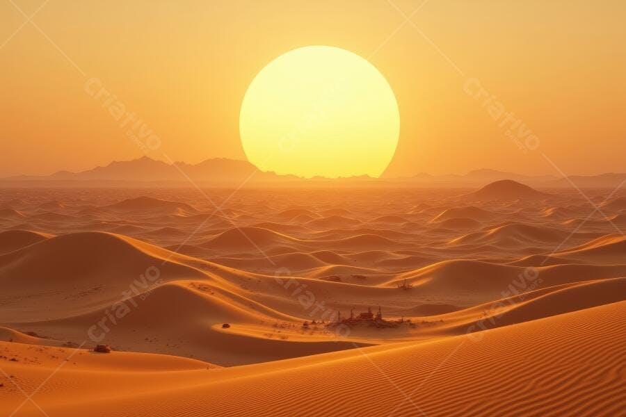 Foto Deserto Dunas Pôr do Sol Laranja Dourado
