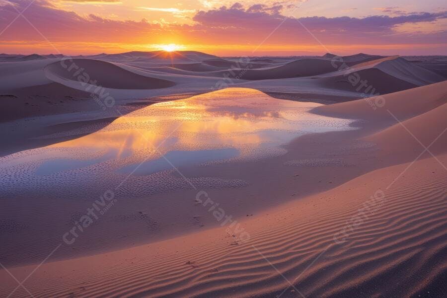 Foto Paisagem Dunas Lagoa Pôr do Sol Laranja Roxo