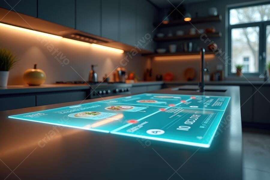 Foto Cozinha Inteligente Tecnologia Futurista Casa Moderna