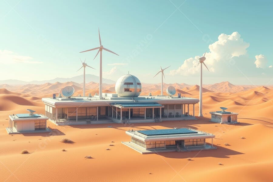 Foto Estação de Pesquisa Deserto Energia Eólica Solar