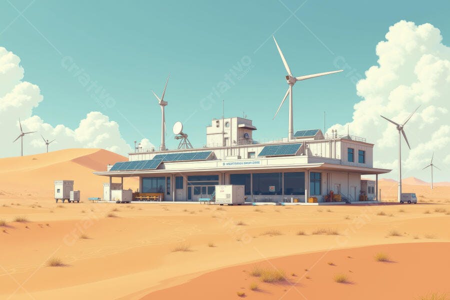 Foto Estação de Pesquisa Deserto Energia Eólica Solar