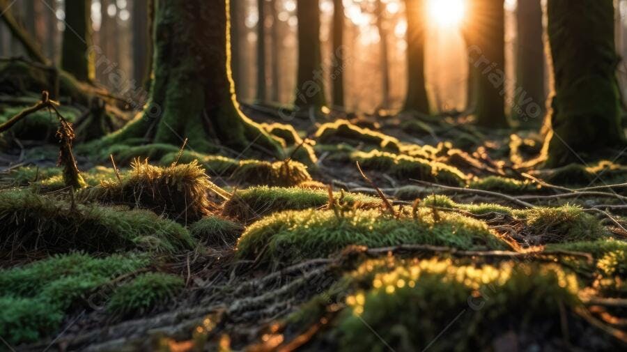 Foto Floresta Musgo Raízes Árvores Sol Dourado Natureza