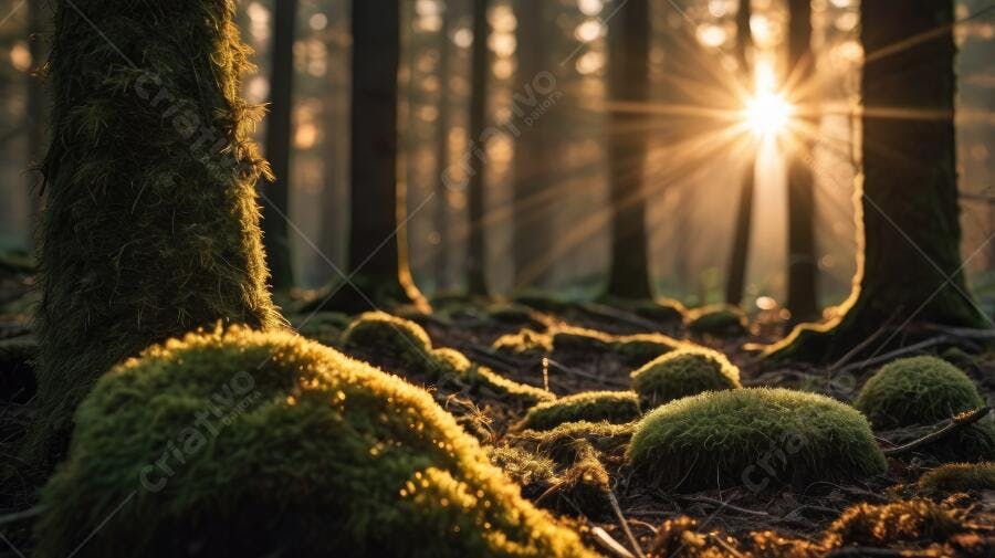 Foto Floresta Musgo Raio de Sol Amanhecer Natureza