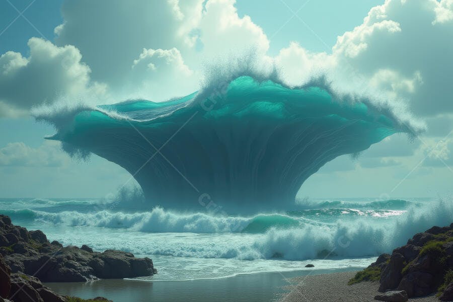 Foto Onda Gigante Mar Tempestuoso Praia Rocha
