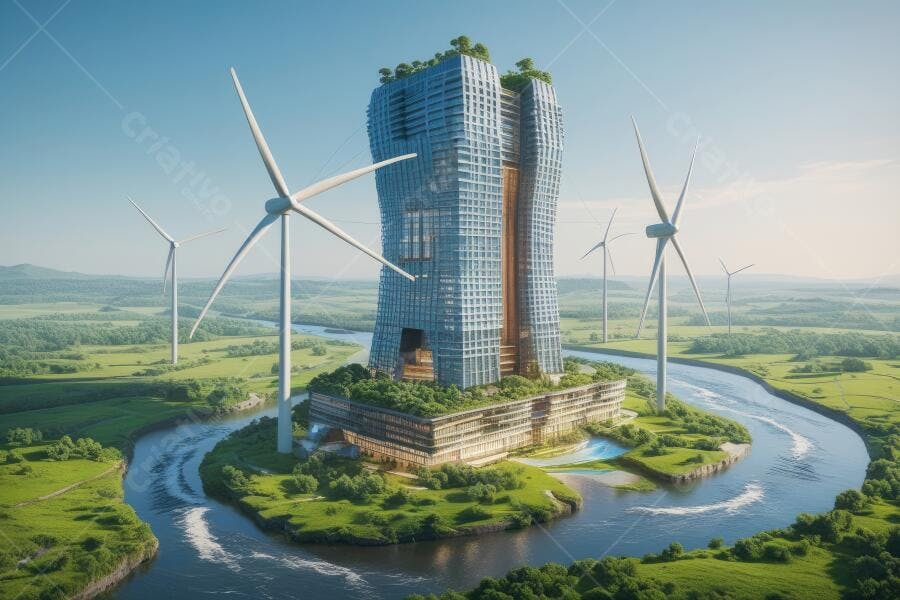 Foto Edifício Sustentável Moderno Energia Eólica Rio Verde