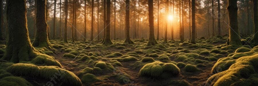 Foto Floresta Musgosa Raios de Sol Amanhecer Natureza