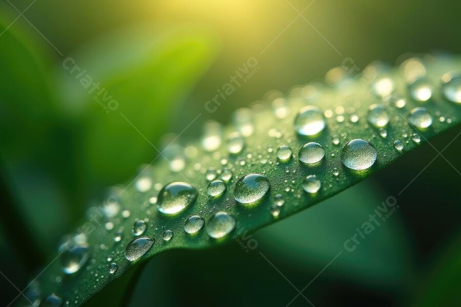 Foto Folha Verde Gotas de Água Orvalho Manhã Natureza