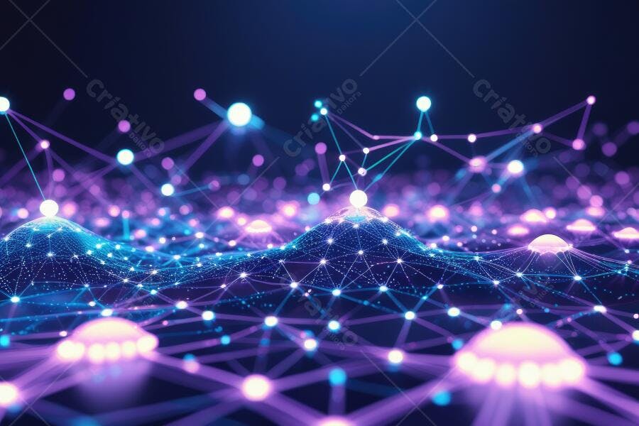 Foto Rede de Conexões Digitais Tecnologia Abstrata Fundo Roxo Azul