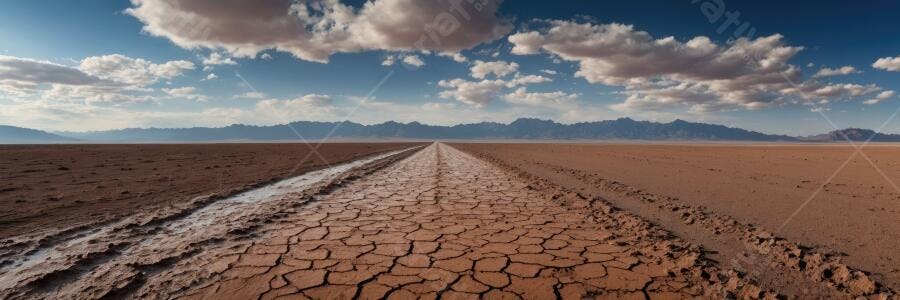 Foto Deserto Seco Rachado Estrada de Terra Montanhas