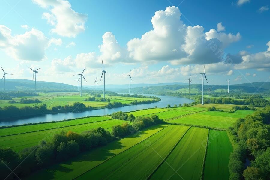 Foto Aerofotografia Turbinas Eólicas Campo Verde Rio Céu Azul