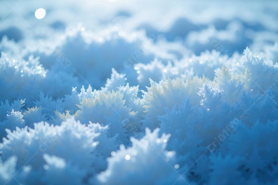 Foto Cristais de Gelo Neve Congelada Fundo Azul Inverno