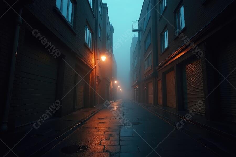 Foto Beco Escuro Neblina Luzes Laranjas Noturno