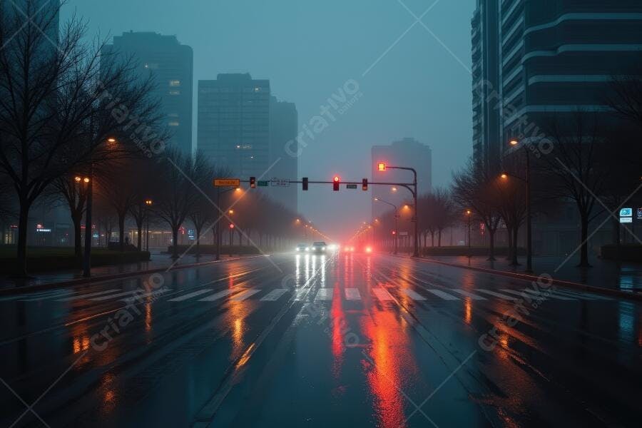 Foto Rua Molhada Cidade Noturna Chuva Iluminação Urbana