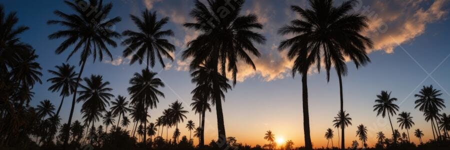 Foto Coqueiros Silhueta Pôr do Sol Céu Azul Alaranjado