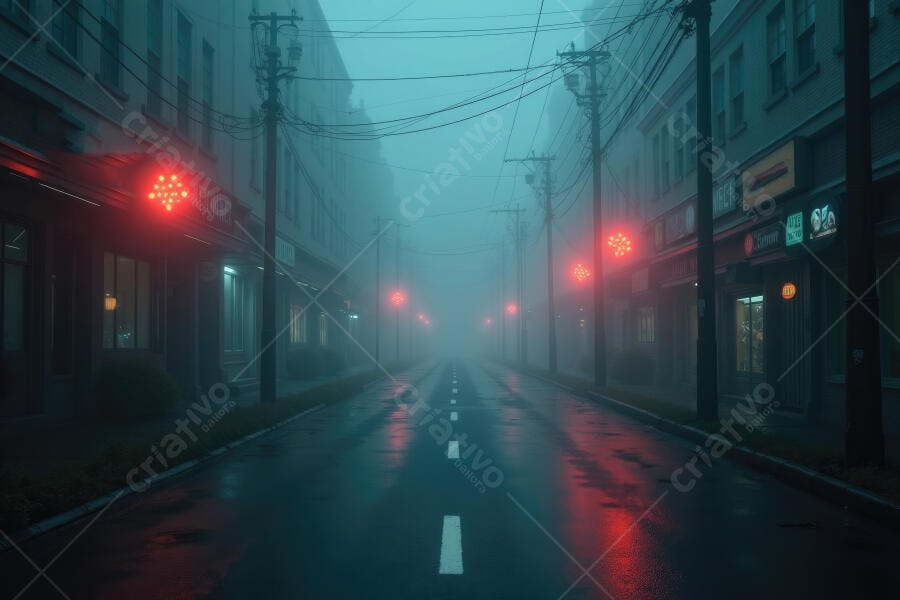Foto Rua Urbana Neblina Noturna Semáforos Vermelhos