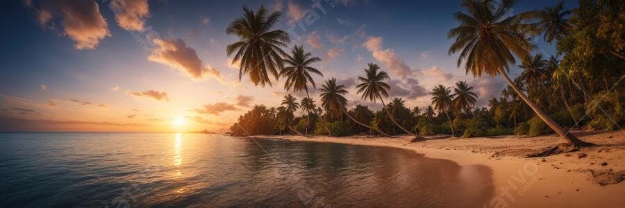 Foto Praia Tropical Pôr do Sol Coqueiros Areia Dourada