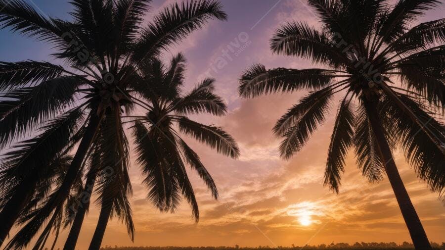 Foto Coqueiros Silhueta Pôr do Sol Tropical Praia Verão
