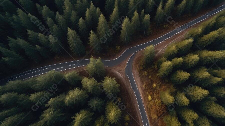 Foto Aérea Estrada Floresta Pinheiros Outono Vista Superior