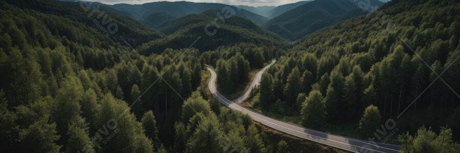 Foto Aérea Estrada Bifurcação Floresta Verde Montanhas