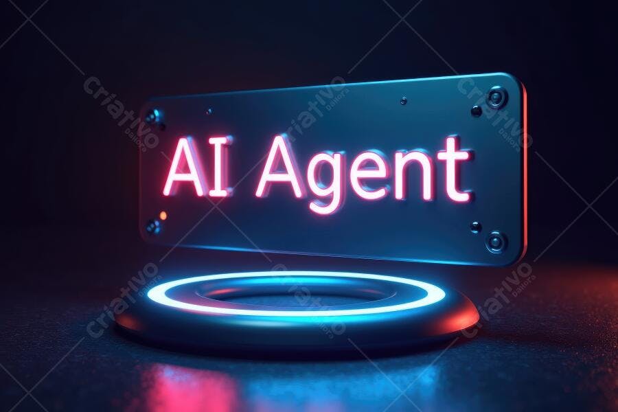 Foto Agente IA Inteligência Artificial Holograma Neon
