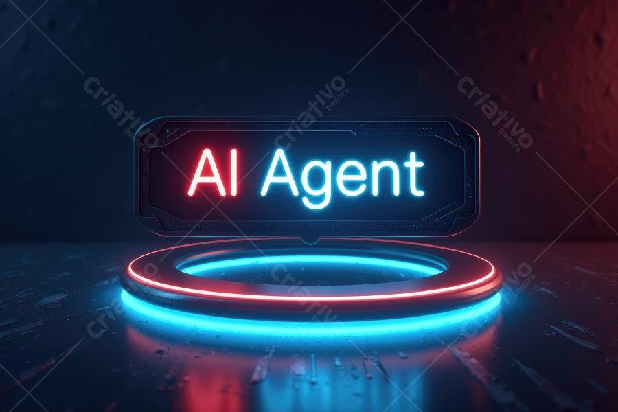 Foto Agente IA Inteligência Artificial Neon Luzes