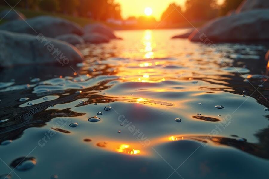 Foto Água Rio Entardecer Reflexo Sol Dourado Natureza