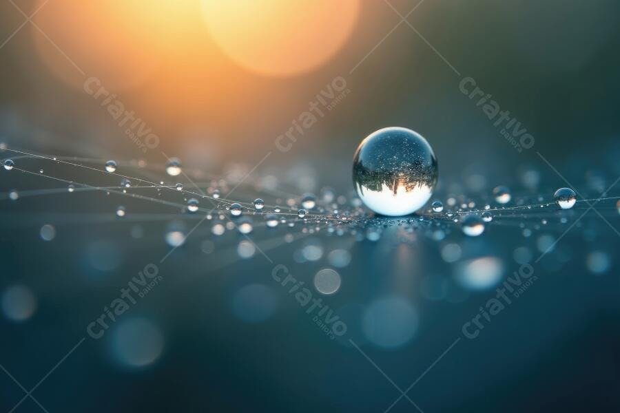 Foto Gota de Água Teia de Aranha Reflexo Natureza Macro