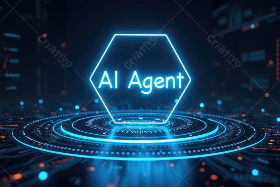 Foto Agente IA Inteligência Artificial Tecnologia Hexágono Neon