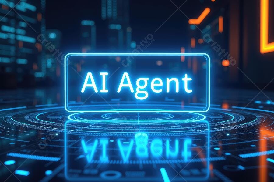 Foto AI Agent Tecnologia Inteligência Artificial Fundo Neon